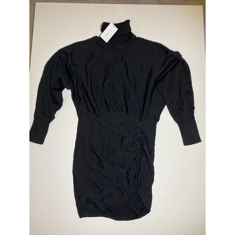Lovers + Friends XL Black Turtleneck Knit Sweater Dress Cinched Ruched NWT XL
